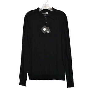Saks Fifth Avenue Australian Extra Fine Wool Long Sleeve  Black Sweater Size L
